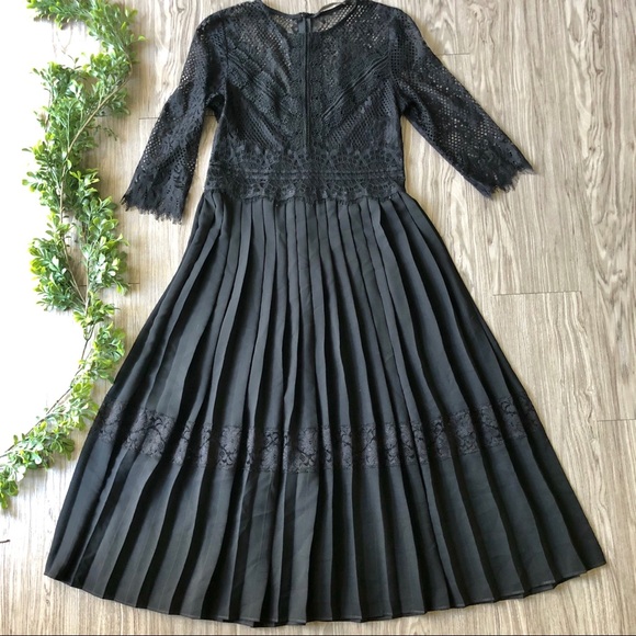 zara combined pleated dress